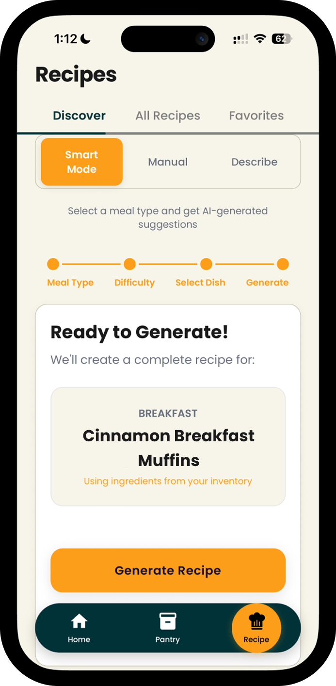 Kinji recipe screen